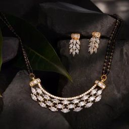 Saraf RS Jewellery beads AD Studded Mangalsutra Pendant and Earrings Set-image-83
