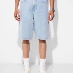 Sf Jeans By Pantaloons Sky Blue Loose Fit Denim Shorts-picture-3