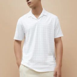 Bossini White Regular Fit Checks Polo T-Shirt-image-91