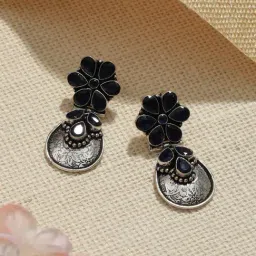Saraf RS Jewellery Oxidised Blue Stone Statement Earrings-picture-37