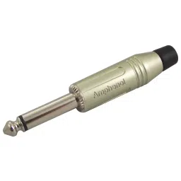 AMPHENOL AUDIO PLUG, 6.35MM JACK, 2POLE, ACPM-GN-19