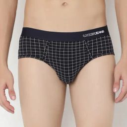 Underjeans By Spykar Navy Regular Fit Checks Briefs-picture-1