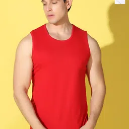WOOSTRO Pack Of 2 Printed Combed Cotton Gym Vests VWS26(PLAIN RED)(ALONE WHITE)-image-61