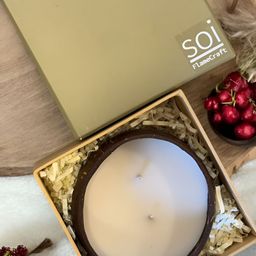 Soi FlameCraft Brown Lemongrass Lime Fragrance Coconut Shell Scented Candle-image-71