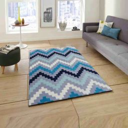 Presto Blue & Grey Wool Hand Tufted Carpet-31