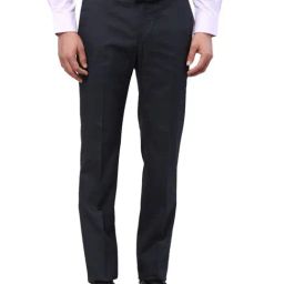 Raymond Black Slim Fit Checks Trousers-image-96