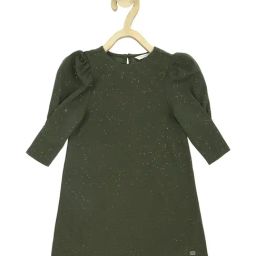 Peter England Kids Olive Shimmer Full Sleeves Dress-image-80