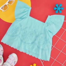 Pantaloons Junior Kids Blue Cotton Embroidered Top-image-67