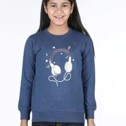 Wingsfield Girls Blue Printed Full Sleeves Sweatshirts & Hoodies-picture-7