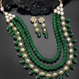 Peora Gold-Plated Kundan Pearl Long Necklace with Earring Ethnic Jewellery Set-image-99
