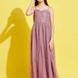 Cherry & Jerry Girls Mauve Ethnic Motifs Gown Maxi Dress-picture-19