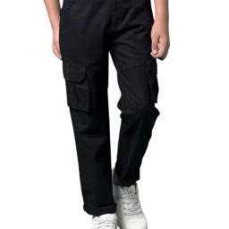 Crimsoune Club Boys Black Cotton Slim Fit Trousers-image-96