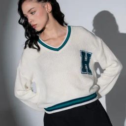 Hubberholme Off White Self Design Pullover-image-40