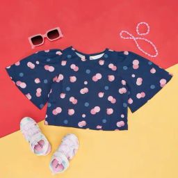 Akkriti by Pantaloons Kids Navy & Pink Cotton Printed Top-picture-48
