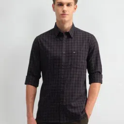 Arrow Sport Purple Cotton Slim Fit Checks Shirt-picture-49
