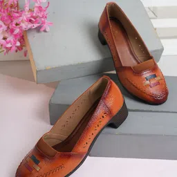 pelle albero Women Leather Block Heel Pumps-51