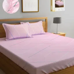 Klotthe Printed Multicolor 300 TC Cotton Blend Double Bed Sheet with 2 Pillow Covers-image-68