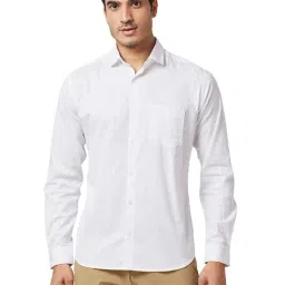 Park Avenue White Slim Fit Printed Shirt-image-48