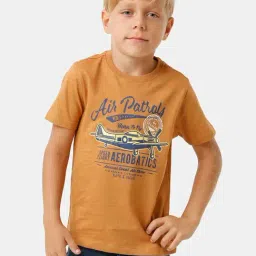 Kate & Oscar Kids Brown Cotton Printed T-Shirt-image-50