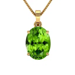 GenZcomplex Unisex Gold Plated Peridot stone Studded Oval Shaped Pendant-image-94