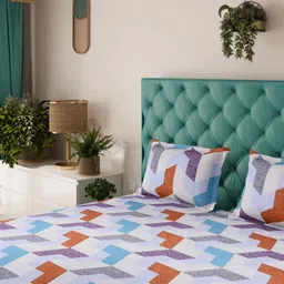 Status Red Geometric 120 TC Premium King Bedsheet with 2 Pillow Covers- 2.2mx2.4m-8