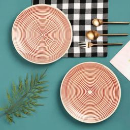 VarEesha Parikrama Red Ceramic Dinner Plate - Set of 6-36