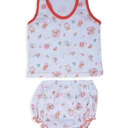 Baby Moo Kids Red & White Cotton Printed Vest Set-image-23