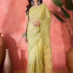 KALINI Embellished Sequinned Net Saree-13