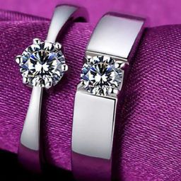 MEENAZ Set Of 2 Silver Plated & Crystal Studded Finger Adjustable Couple Ring-image-101