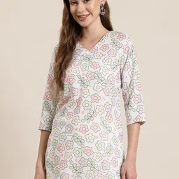 HERE&NOW Floral Printed V-Neck Kurti-picture-47