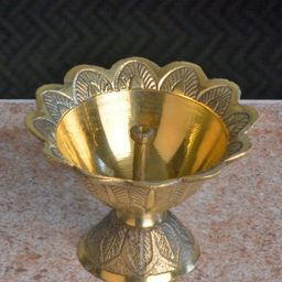 StyleMyWay Gold-Toned Floral Design Jyoti Pooja Diya-image-53