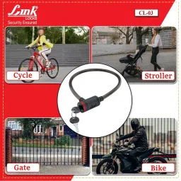Link Multipurpose Cable Lock Steel 56 cm with Colour Padlock No-3, (Set of 4 Pcs) image 5