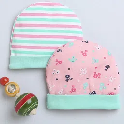 BUMZEE Girls Set Of 2 Printed Cotton Beanies-image-80