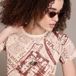 The Roadster Lifestyle Co. Printed Tie-Up Waist Crop T-shirt-image-43