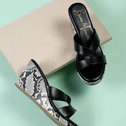 Bruno Manetti Printed Open Toe Wedges-47