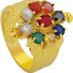 GenZcomplex Gold-Plated Brass Crystals Finger Ring-69