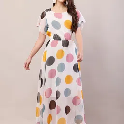 Raabta Fashion Polka Dot Print Georgette Fit & Flare Maxi Dress-picture-16