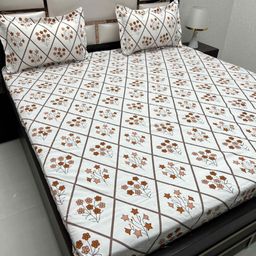 Pure Decor White & White Floral 250 TC Queen Bedsheet with 2 Pillow Covers-image-71