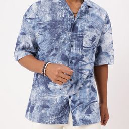 Kook N Keech Vancanza Ultramarine Abstract Printed Oversized Fit Shirt-image-88