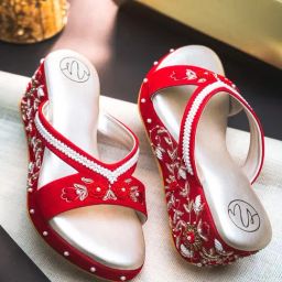 NR by Nidhi Rathi Women's Red Casual Wedges-image-15