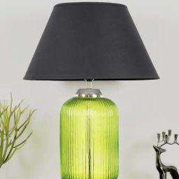 Kapoor Lamp Shades Green & Black Glass Maloto Luster Finish Cotton Shade Table Lamp-image-103