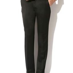 V Dot by Van Heusen Men Black Solid Slim Fit Flat-Front Trousers-image-30