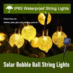 GIGAWATTS 50 LED Solar Bubble Ball String Light with 2 V Panel 8 Flash Modes Fairy Lamp, GW-511 image 3