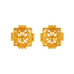 P.C. Chandra Jewellers 22k Gold Stunning Square Shape Minute Details Stud Earrings-image-53