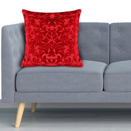 Kuber Industries Maroon Ethnic Motifs Velvet Single Square Cushion Cover-46
