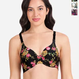 shyaway Pack Of 3 Floral Print Medium Coverage Lightly Padded T-shirt Bra- All Day Comfort-image-36
