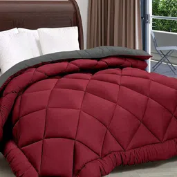 RF RELAXFEEL Maroon & Grey Geometric Heavy Winter 233 GSM Single Bed Quilt-image-50