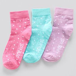 Pine Kids Anti Microbial Socks Dot Design Set of 3 Pairs (Color May Vary)-image-37