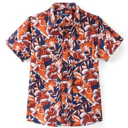 Pine Kids Cotton Half Sleeves Shirt With Tropical Print- Multicolor-image-11