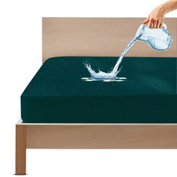 GADDA CO Terry Cotton Water Resistant Fitted Single bed Size Mattress Protector-  Peacock blue-25